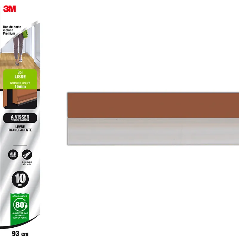 Offre Exclusive Bas de porte isolant pour sol lisse à visser Premium 93 cm marron 3M