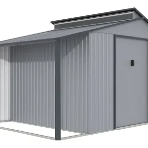 Petit Prix Abri de jardin métal avec pergola "Madras" - 9.12 m² - 257 x 355 x 237 cm - Gris HABITAT ET JARDIN