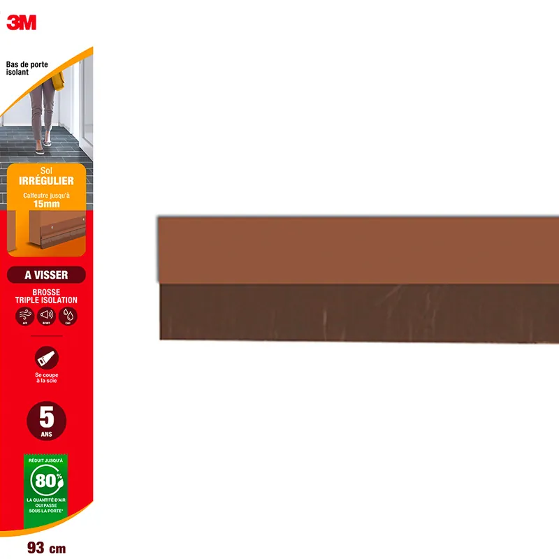 Bas de porte isolant sol irrégulier à visser Classic 93 cm marron 3M Nouvel Arrivage
