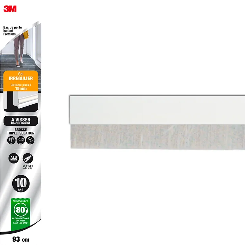 Prix Bas Bas de porte pour sol irrégulier à visser Premium 93 cm blanc 3M