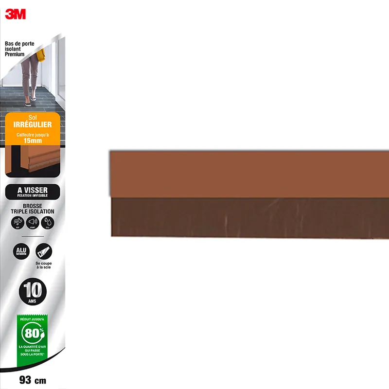 Quantité Limitée Bas de porte pour sol irrégulier à visser Premium 93 cm marron 3M
