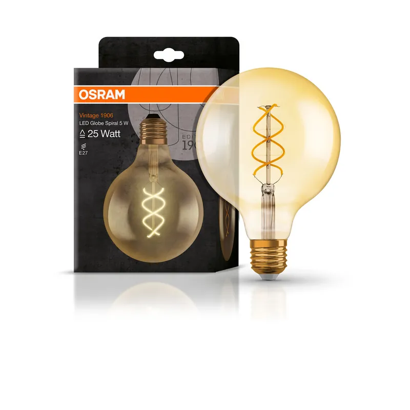 Jusqu'à Épuisement Des Stocks Ampoule LED globe 1906 filament spirale ambrée E27 5 W = 250 lumens blanc chaud OSRAM