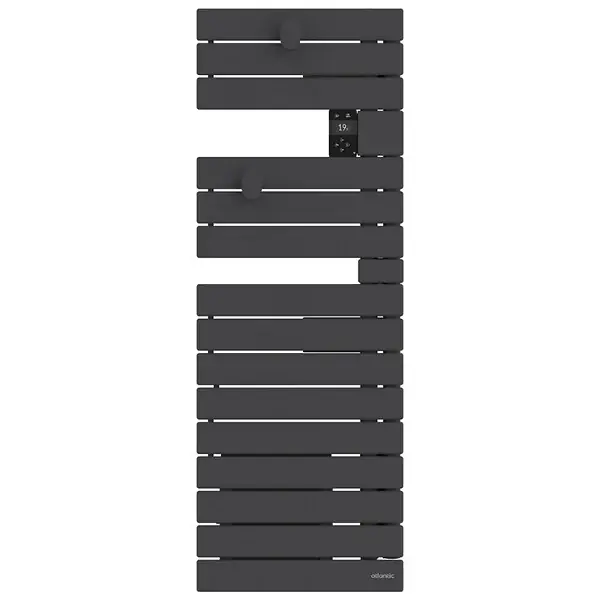 Sèche-serviettes connecté Nefertiti étroit mât droite 500W anthracite - ATLANTIC - 850640 Meilleur Choix