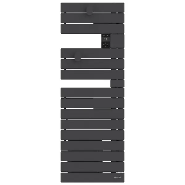Offre Spéciale Sèche-serviettes connecté Nefertiti étroit mât gauche 500W anthracite - ATLANTIC - 850639