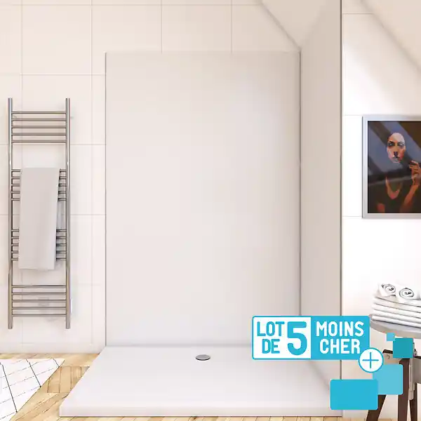 LOT de 5 Panneaux Muraux pour salle de bains en Aluminium Blanc - 120x210cm - WALL‘IT AURLANE Expédition Rapide