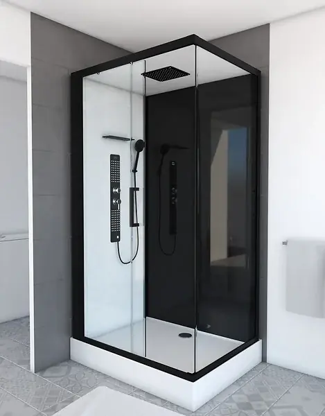 Cabine de douche 110x80x215cm - Verre Trempé - Mitigeur Chrome - DUALITY 3 RECTANGLE AURLANE Jusqu'à Épuisement Des Stocks