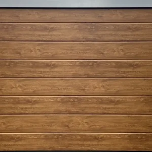 Porte de garage sectionnelle motorisée l.240 x h.200 cm rainurée chêne doré - SPADONE Retour Gratuit