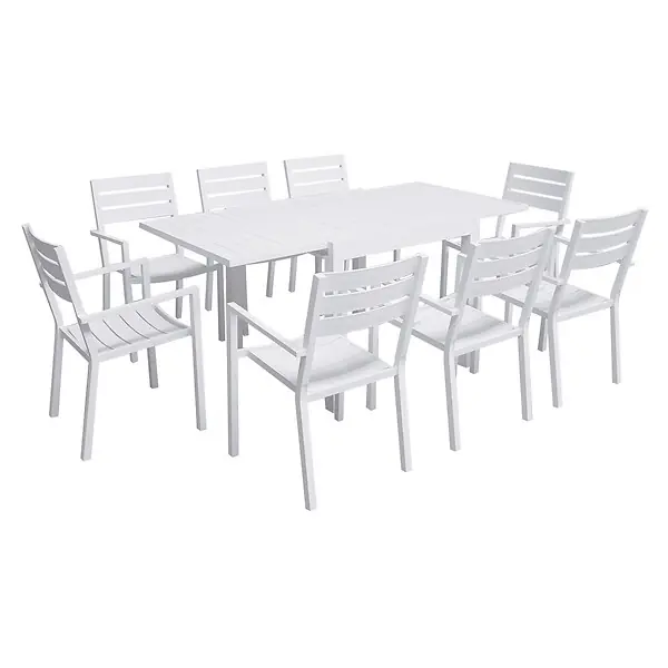 Salon de jardin VENEZIA extensible 90/180 en aluminium blanc - 8 places HAPPY GARDEN Acheter En Ligne