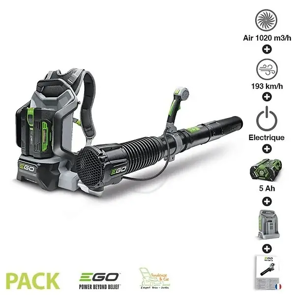 Pack souffleur professionnel 1020m3 heure batterie dorsale 5ah chargeur rapide Ego Power LB6002E EGO POWER+ Achetez Aujourd'hui