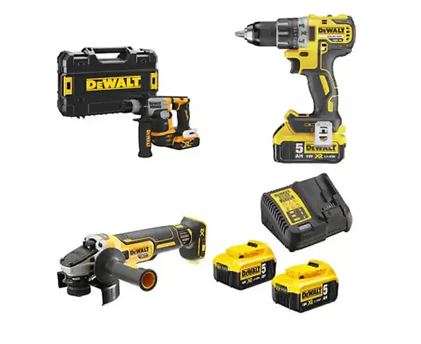 Pack 3 outils 18V XR (DCD791/DCG405/DCH172) + 2 batteries 5Ah + chargeur + coffret T-STAK - DEWALT - DCK2020P2T/DCH172NT Réduction