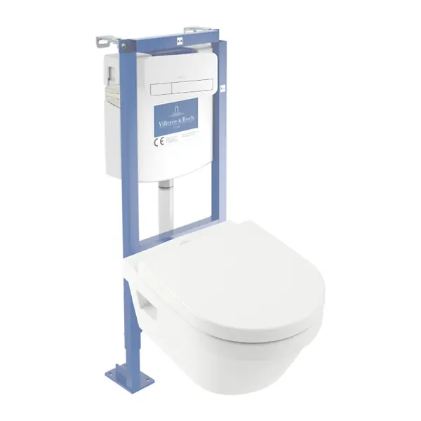 Paiement Sécurisé Pack WC suspendu sans bride Architectura directflush + abattant frein de chute + bâti-support autoportant + plaque blanche VILLEROY ET BOCH
