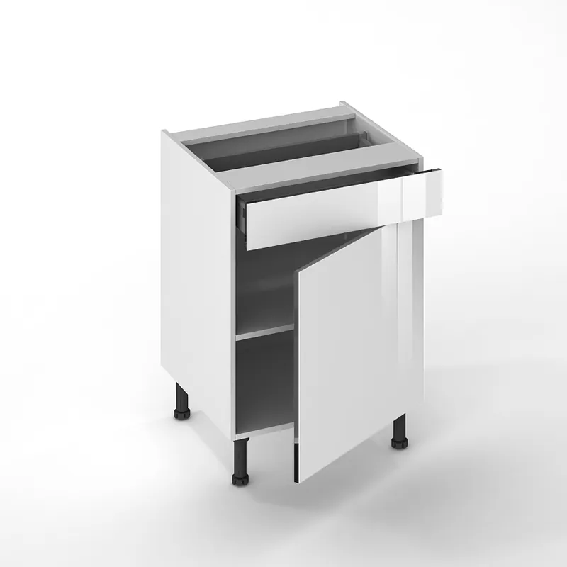 Porte et façade tiroir pour meuble bas de cuisine Cristal blanche 70 x 60 cm OFITRES Promotion Saisonnière