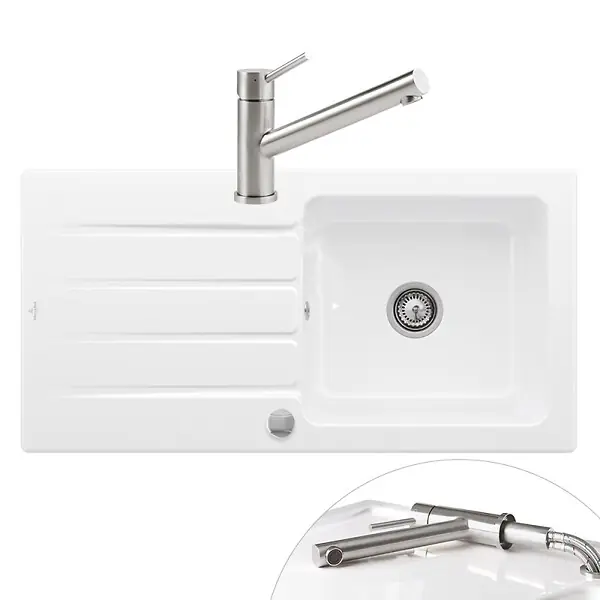 Evier Architectura 60 vidage auto + Robinet de cuisine Como Window Acier Massif VILLEROY ET BOCH Achetez Aujourd'hui