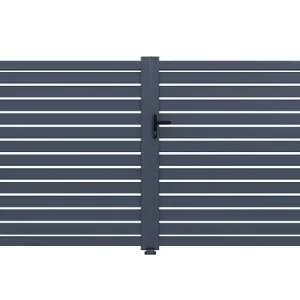Petit Prix Portail aluminium semi ajouré "Julien" - 300 x 140 cm - Gris HABITAT ET JARDIN