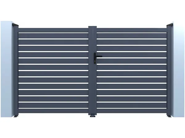 Petit Prix Portail aluminium semi ajouré "Julien" - 300 x 140 cm - Gris HABITAT ET JARDIN