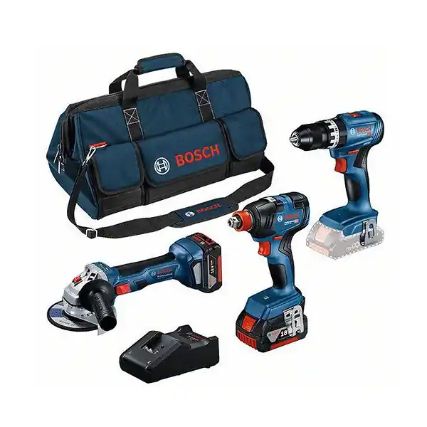 Solde Pack BOSCH Perceuse-visseuse GSB 18V-45 + Boulonneuse GDX 18V-200 + Meuleuse GWS 18V-7 + 2 batteries 5.0Ah 18V + chargeur