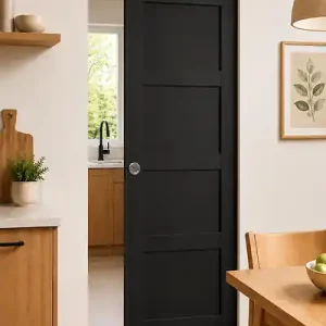 Porte Coulissante Telia noir 4 panneaux H204 x L83 cm, Galandage GD MENUISERIES Must-Have