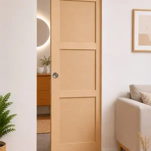 Bon Marché Porte Coulissante bois Ayous 3 Panneaux H204 x L93 cm, Galandage GD MENUISERIES
