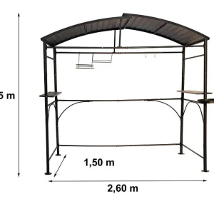 Top Vente Carport barbecue acier - Gris anthracite - L.260xP.150cm HABRITA