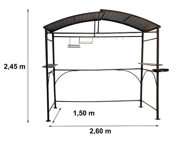 Top Vente Carport barbecue acier - Gris anthracite - L.260xP.150cm HABRITA