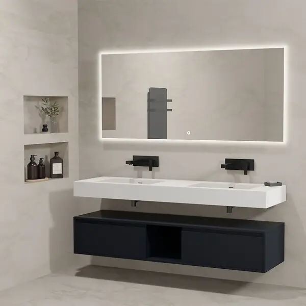 Meuble de salle de bain ROMANZA 1600 Noir (sans miroir) DISTRIBAIN Petit Prix