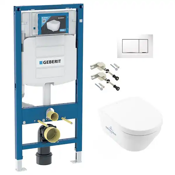 Prix Promo Pack WC Bâti-support UP320 + Cuvette Architectura + Abattant softclose + Plaque blanche (GebArchitectura2-H) GEBERIT