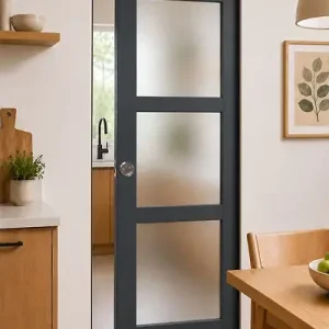 Porte Coulissante Blakeria Vitrée Gris Anthr H204 x L93 cm, Galandage GD MENUISERIES Produit De Marque