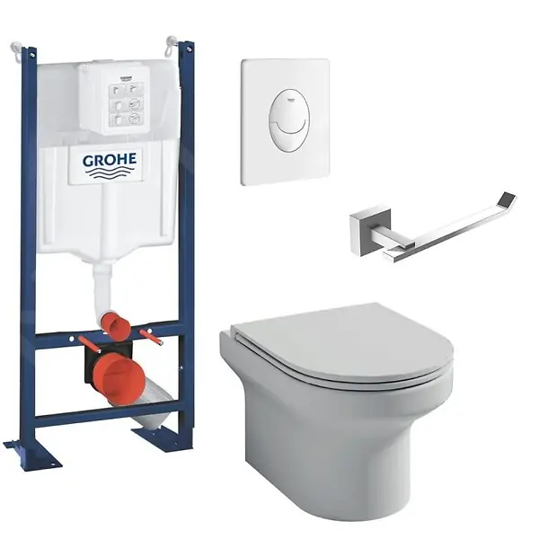 Commander Vite Pack WC suspendu sans bride Elite + Bâti support RapidSL + plaque blanc + Porte-rouleau carré DURAVIT