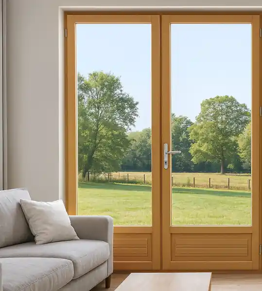 Porte Fenetre Bois 2 Vantaux H215 x L140 cm Côte Tableau GD MENUISERIES Jusqu'à Épuisement Des Stocks