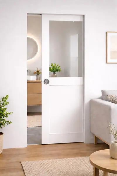 Porte Coulissante Atelier Blanc H204 x L93 cm sans meneau, Galandage GD MENUISERIES Marque