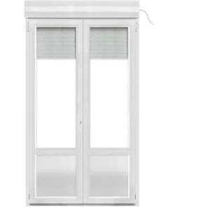 Porte-fenêtre PVC 2 vantaux - Blanc - H.2180xL.1450mm QUADROFORM Retour Gratuit
