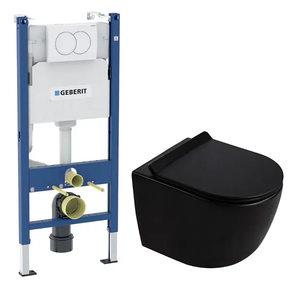 Acheter Direct Duofix Pack WC bâti-support + WC suspendu sans bride Ceramia PixL avec abattant SoftClose + plaque (GEBCEPXBMT01FR-FS) GEBERIT