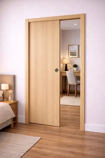 Remise Porte Coulissante Décor Chêne Naturel Honey Oak H204 x L93 cm,Galandage, kit finition GD MENUISERIES