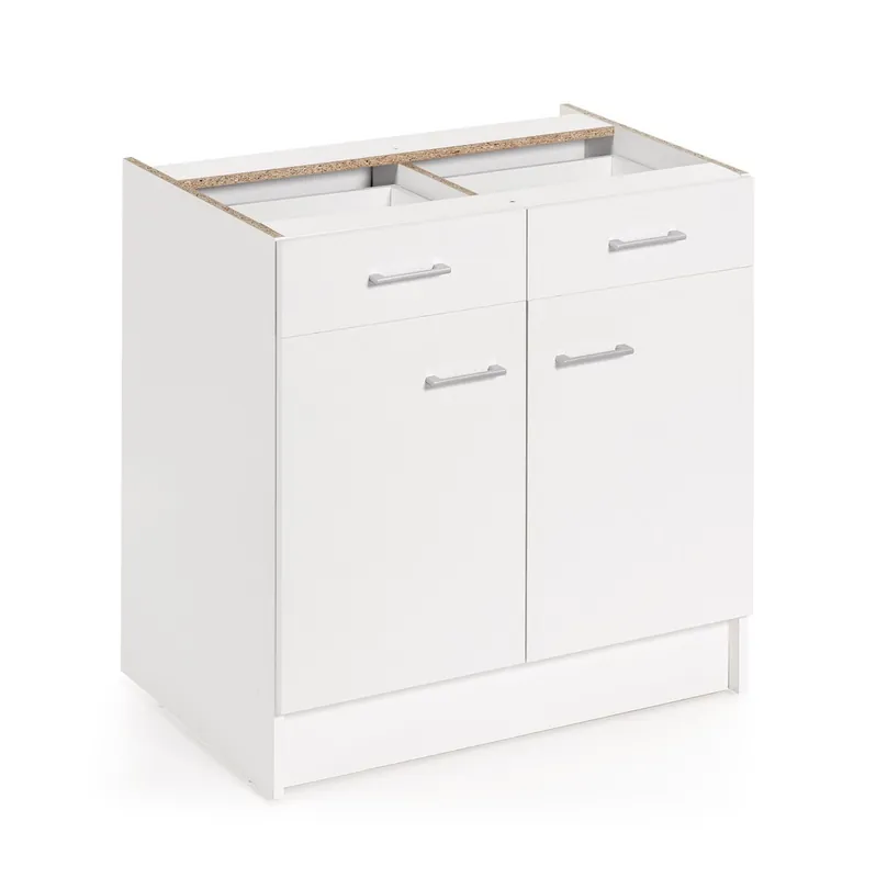 Caisson bas avec façade portes par 2 et tiroirs par 2 Laura 80 x 82 cm Bon Marché