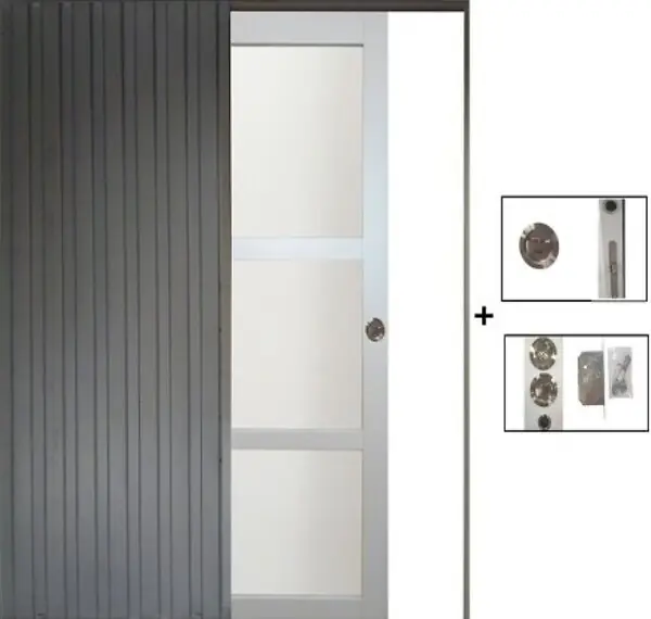Porte Coulissante Greyria Gris Clair Vitrée H204 x L93 cm, Galandage GD MENUISERIES Expédié Aujourd'hui