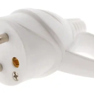 Fiche électrique mâle 2 pôles+terre 16 A blanche avec anneau Livraison Express