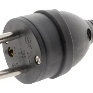 Fiche électrique mâle 2 pôles+terre 16 A noire avec anneau Retour Gratuit