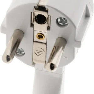 Réduction Fiche électrique mâle 2 pôles+terre 16 A extra plate blanche