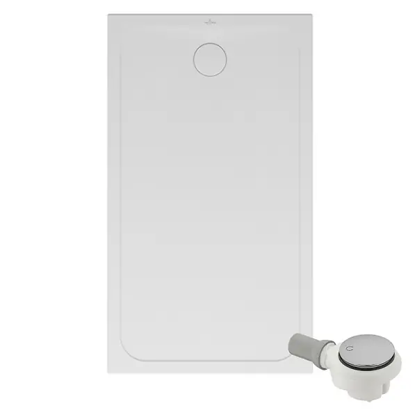 Quantité Limitée Receveur de douche antidérapant 140 x 90 Lifetime Plus céramique blanc + Bonde chromé brossé VILLEROY ET BOCH