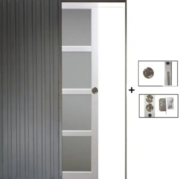 Porte Coulissante Tana blanc Vitrée H204 x L93 cm, Galandage GD MENUISERIES Populaire