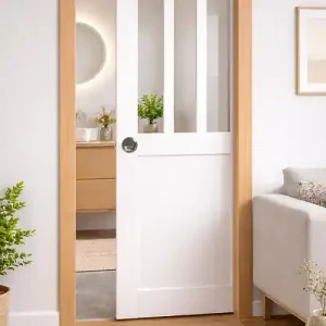 Porte Coulissante Atelier Blanc H204 x L83 cm, Galandage, kit finition (coquille et tire doigt) GD MENUISERIES Petit Prix
