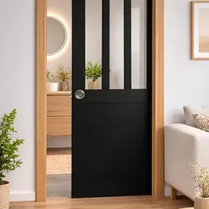 Prix Cassé Porte Coulissante Atelier Noir H204 x L83 cm, Galandage, kit finition (coquille et tire doigt) GD MENUISERIES
