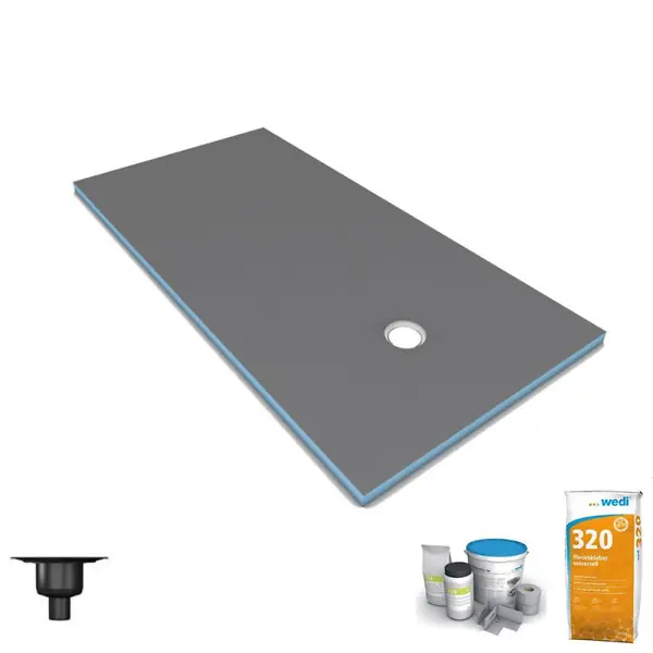 Prix Choc Receveur de douche à carreler 200 x 100 Fundo Primo écoulement excentré + bonde verticale + kit d‘étanchéité + colle 320 WEDI