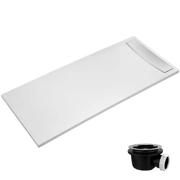 Receveur de douche antidérapant 160 x 80 Flight Neus acrylique rectangle blanc + bonde + capot JACOB DELAFON Prix Cassé