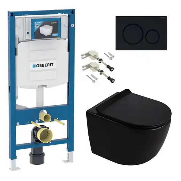 Pas Cher Duofix pack WC bâti-support + WC suspendu sans bride Ceramia PixL avec abattant SoftClose + plaque (GEDCEPXBMT08-FR) GEBERIT