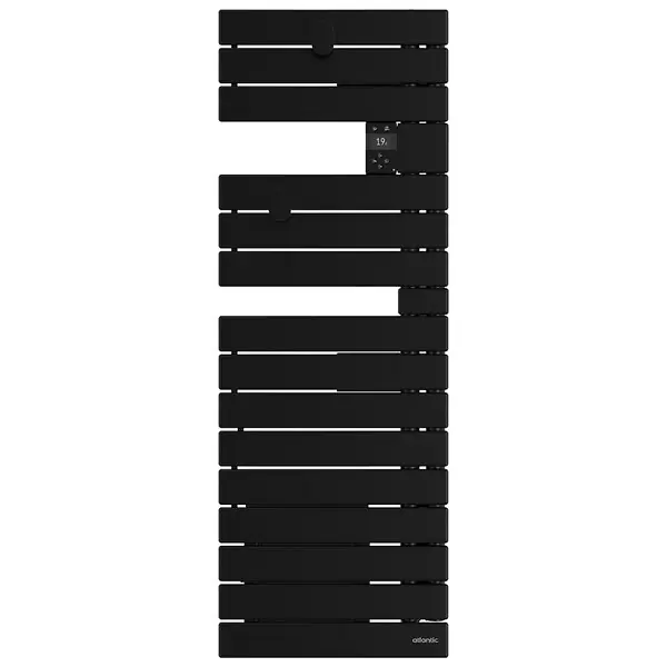 Offre Spéciale Sèche-serviettes connecté Nefertiti étroit mât gauche 600W noir - ATLANTIC - 850613