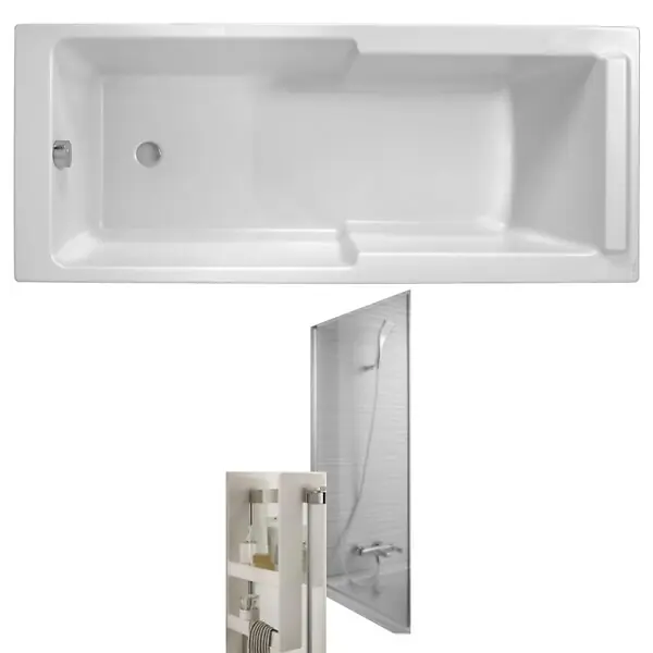 Seulement Aujourd'hui Baignoire bain douche Struktura + pare bain + étagère 170 X 70 JACOB DELAFON