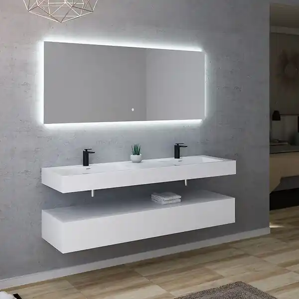 Jusqu'à Épuisement Des Stocks Meuble de salle de bain AVELLINO-1600 Blanc (sans miroir) DISTRIBAIN