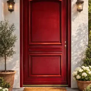 Achetez Aujourd'hui Porte d‘entrée Bois Pleine Carene Rouge pourpre, H215 x L90 cm Côte Tableau p.Gauche, (Poignée, Barillet ref 010723NO) GD MENUISERIES