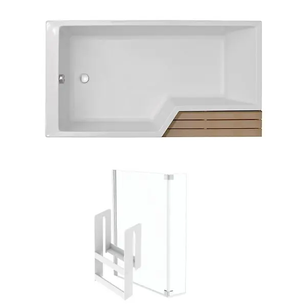 Pack baignoire bain douche antidérapante 170 x 90 Neo blanc mat - v.gauche + pare bain chromé JACOB DELAFON Pas Cher